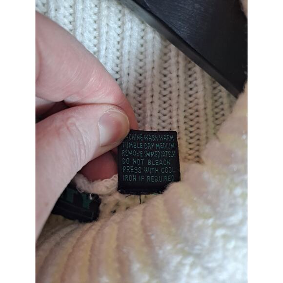 Specialty Women's White Geometric Cable-Knit Turtle-Neck Sweater Size S - Picture 6 of 7